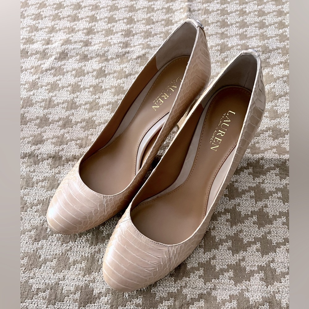 Ralph Lauren Maddie Nude Snake Skin Pump - 10B - NEW!